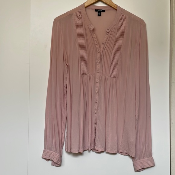 JACOB Peasant Blouse Button Up Pink Flowy - Picture 1 of 7